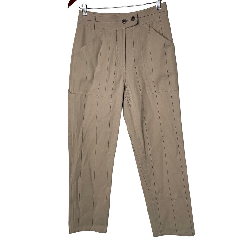 Thakoon Flat Front Linen Trousers Ankle Pants Gray 6